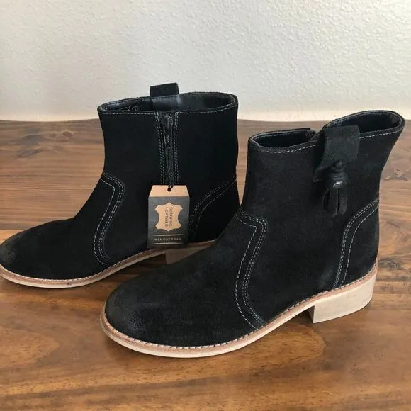 NIB Crevo Linley Black Suede Distressed Booties