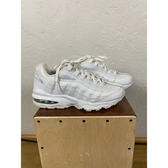 Nike Air Max 95 Kids Athletic Sneakers Triple White Running Shoes