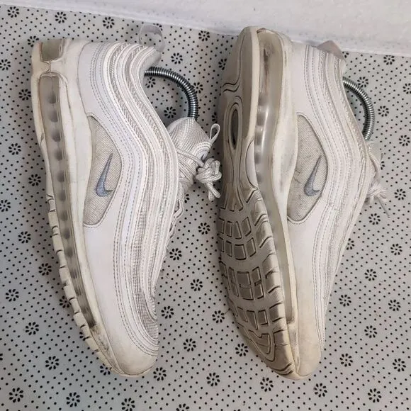 Nike Air Max 97 Mens Size 9 Triple White Wolf Grey Sneaker‎ Shoes 921826-101
