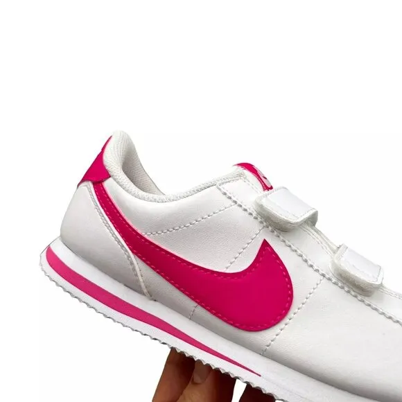Nike Cortez Basic SL (PS) Youth Girls Slip-on Sneaker Size 2.5Y White Pink Shoes