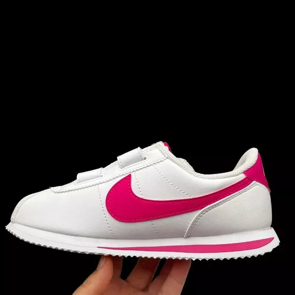 Nike Cortez Basic SL (PS) Youth Girls Slip-on Sneaker Size 2.5Y White Pink Shoes