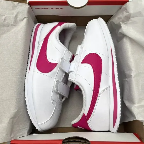 Nike Cortez Basic SL (PS) Youth Girls Slip-on Sneaker Size 2.5Y White Pink Shoes