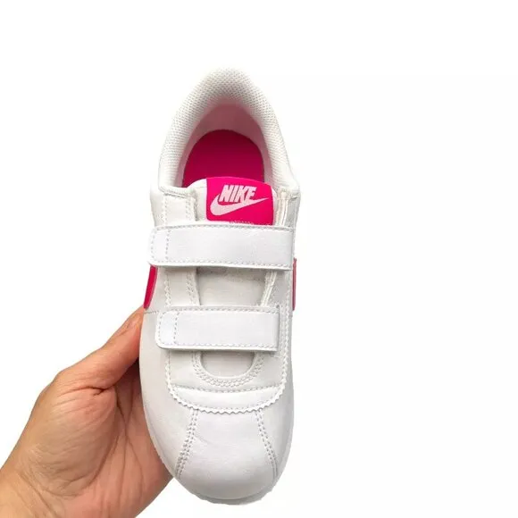 Nike Cortez Basic SL (PS) Youth Girls Slip-on Sneaker Size 2.5Y White Pink Shoes