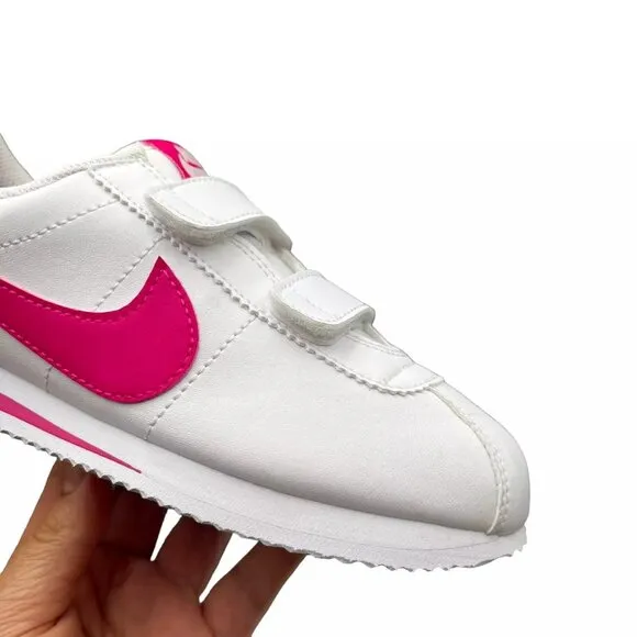 Nike Cortez Basic SL (PS) Youth Girls Slip-on Sneaker Size 2.5Y White Pink Shoes