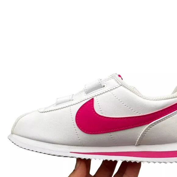 Nike Cortez Basic SL (PS) Youth Girls Slip-on Sneaker Size 2.5Y White Pink Shoes