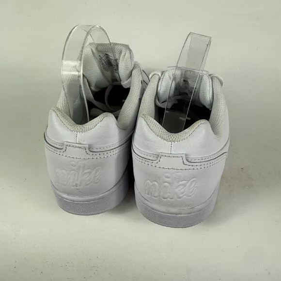 Nike Ebernon Low Athletic Shoes Women's 8.5 Triple White Leather Lace-Up Low Top