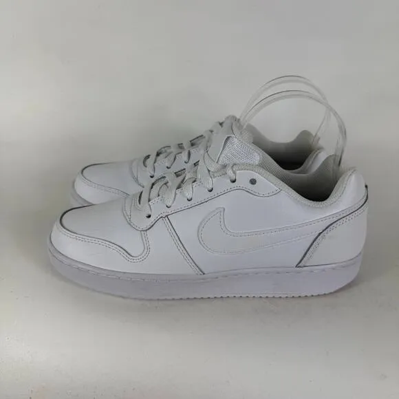 Nike Ebernon Low Athletic Shoes Women's 8.5 Triple White Leather Lace-Up Low Top