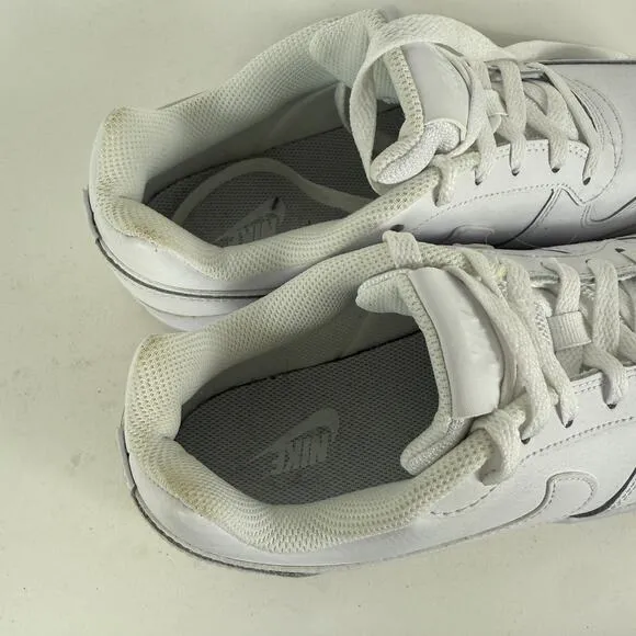 Nike Ebernon Low Athletic Shoes Women's 8.5 Triple White Leather Lace-Up Low Top