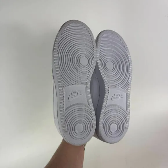 Nike Ebernon Low Athletic Shoes Women's 8.5 Triple White Leather Lace-Up Low Top