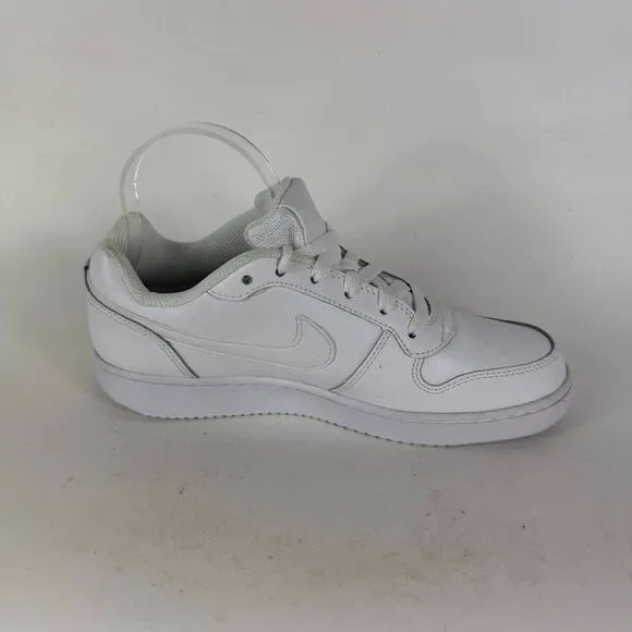 Nike Ebernon Low Athletic Shoes Women's 8.5 Triple White Leather Lace-Up Low Top