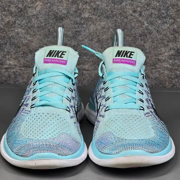 Nike Free 4.0 Flyknit Running Shoes Lightweight Athletic Blue Size 8