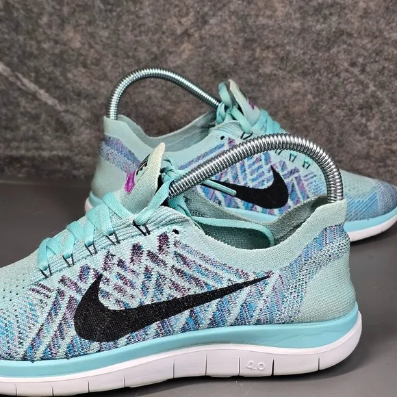 Nike Free 4.0 Flyknit Running Shoes Lightweight Athletic Blue Size 8