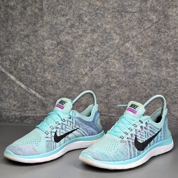 Nike Free 4.0 Flyknit Running Shoes Lightweight Athletic Blue Size 8