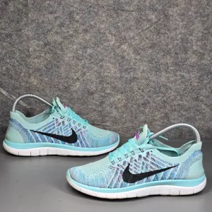 Nike Free 4.0 Flyknit Running Shoes Lightweight Athletic Blue Size 8