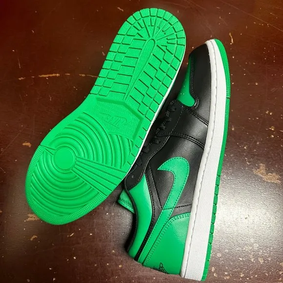 Nike Mens Black Green Air Jordan 1 Low 553558-065 Basketball Shoes Size US 12