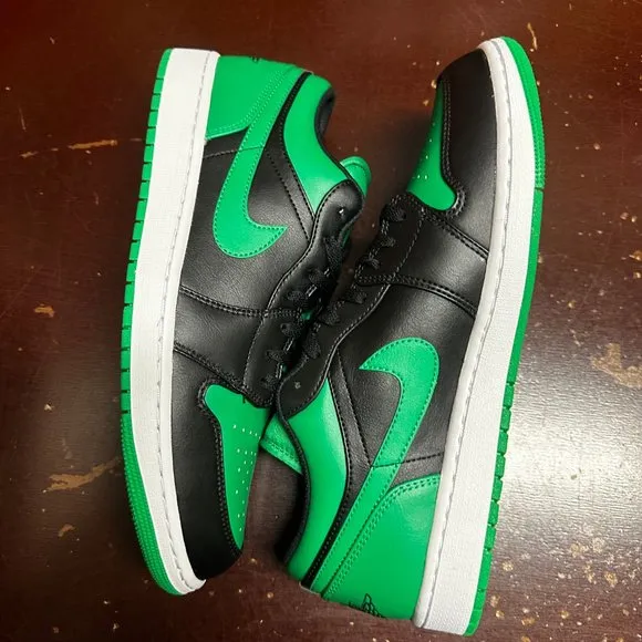 Nike Mens Black Green Air Jordan 1 Low 553558-065 Basketball Shoes Size US 12