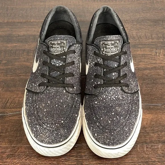Nike SB ZOOM Stefan Janoski PREM Mens 12 Black 'Splatter' Skate Shoes Casual