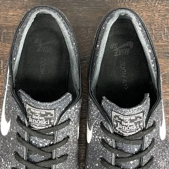 Nike SB ZOOM Stefan Janoski PREM Mens 12 Black 'Splatter' Skate Shoes Casual