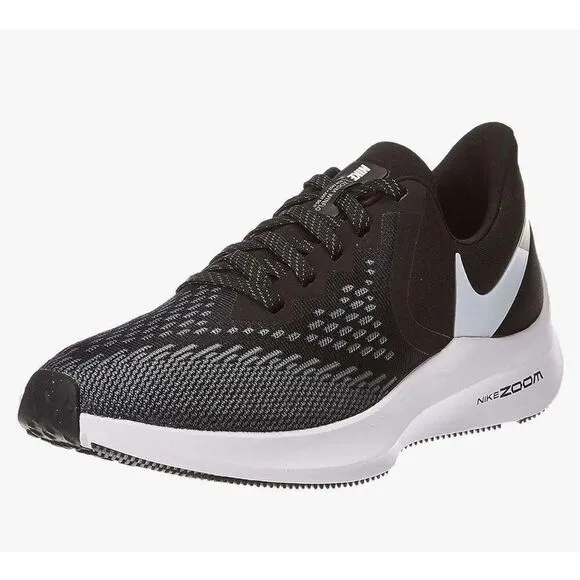 Nike Women’s Air Zoom Winflo 6 Lace Up Low Top Running Shoes Black White Size 7.