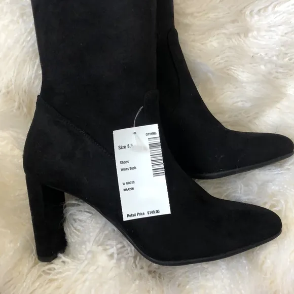 NINE WEST Black Super soft Faux Suede Heeled Boots