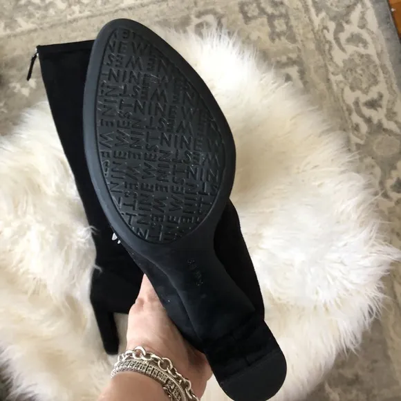 NINE WEST Black Super soft Faux Suede Heeled Boots