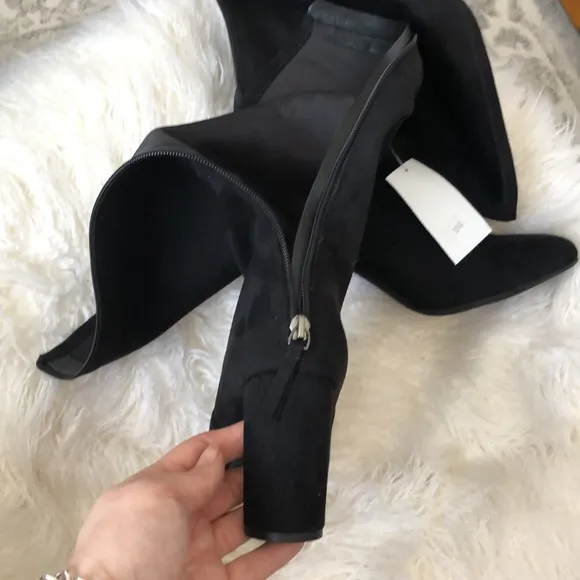 NINE WEST Black Super soft Faux Suede Heeled Boots