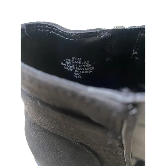 Nine West Dahila Black Faux Suede Bootie 6.5 Silver Western Moto Biker Cowgirl