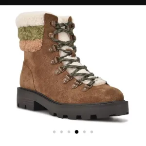 NINE WESTRIMA WOMENS SUEDE FAUX FUR COMBAT &amp; LACE-UP BOOTS NWT