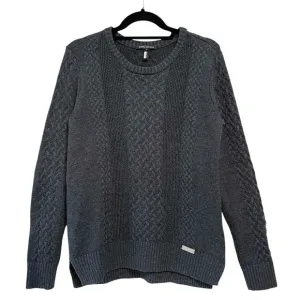 Noel Asmar Cable Knit Boyfriend Sweater Charcoal Grey Size Medium