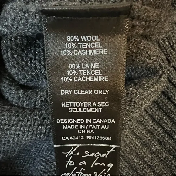 Noel Asmar Cable Knit Boyfriend Sweater Charcoal Grey Size Medium