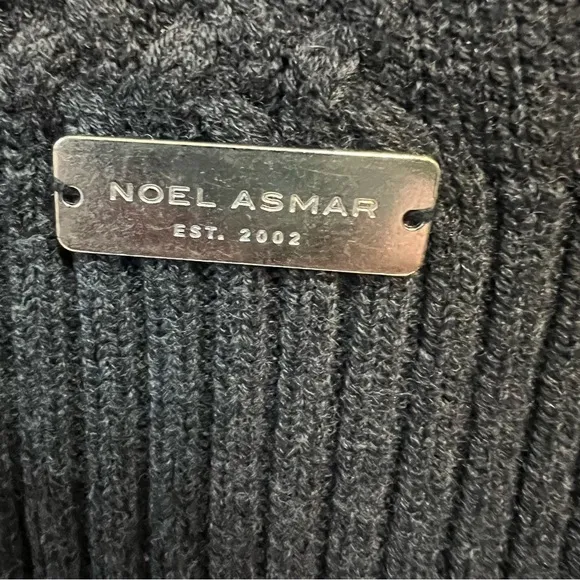 Noel Asmar Cable Knit Boyfriend Sweater Charcoal Grey Size Medium