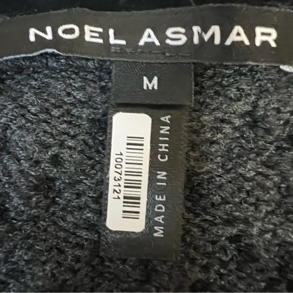 Noel Asmar Cable Knit Boyfriend Sweater Charcoal Grey Size Medium