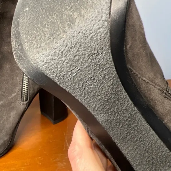 NOW Size 38.5 • Gray Suede Heeled Boots Booties EUC