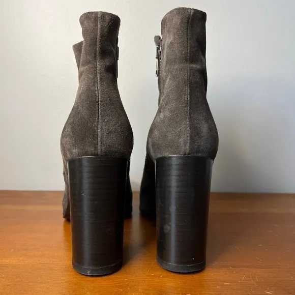 NOW Size 38.5 • Gray Suede Heeled Boots Booties EUC