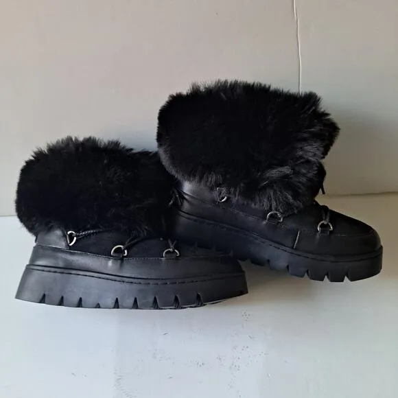 NWB Australia Luxe Collective Casper Sheepskin &amp; Leather Boots Black Womens Sz 9