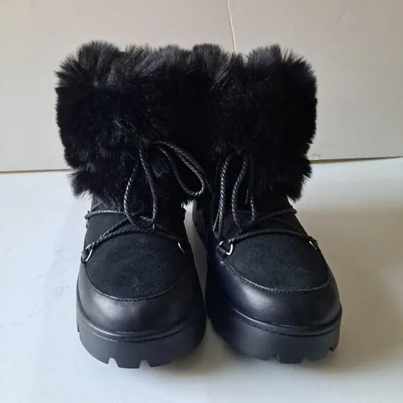 NWB Australia Luxe Collective Casper Sheepskin &amp; Leather Boots Black Womens Sz 9
