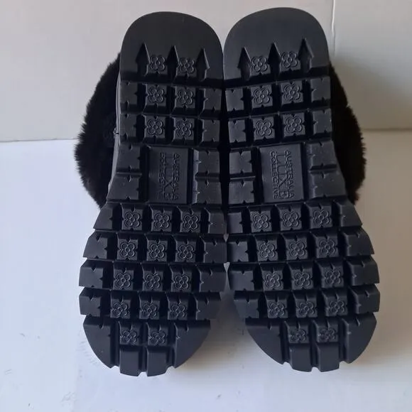 NWB Australia Luxe Collective Casper Sheepskin &amp; Leather Boots Black Womens Sz 9