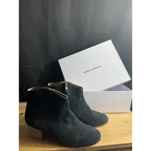 NWB Isabel Marant SZ 39.5/US 9 Black Suede Dicker Ankle WESTERN Boots Booties