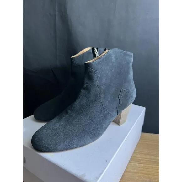 NWB Isabel Marant SZ 39.5/US 9 Black Suede Dicker Ankle WESTERN Boots Booties