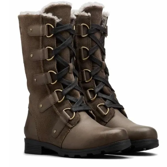 NWB Sorel Women's Emelie Lace Up Mid-Calf Waterproof Leather Boot - Sz 6.5US