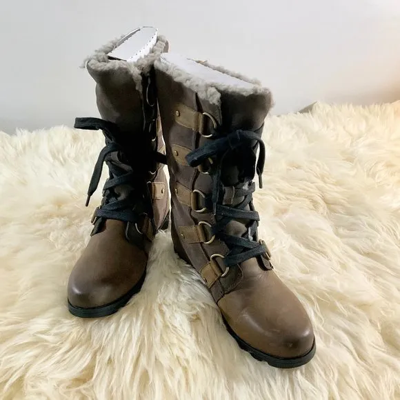 NWB Sorel Women's Emelie Lace Up Mid-Calf Waterproof Leather Boot - Sz 6.5US