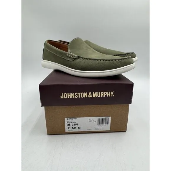 NWD Johnston &amp; Murphy BRANNON Men's Slip On Casual Shoe Green Size 11.5 Medium