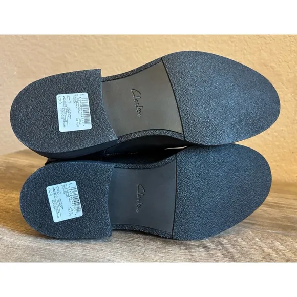 NWOB Clarks Cologne Arlo 2 Black Leather Boots