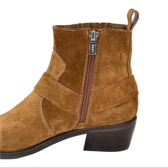 NWOB DKNY Mina Tan Suede Leather Womens Ankle Boots Size 6M