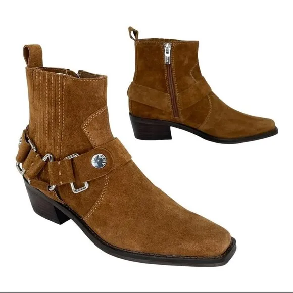 NWOB DKNY Mina Tan Suede Leather Womens Ankle Boots Size 6M
