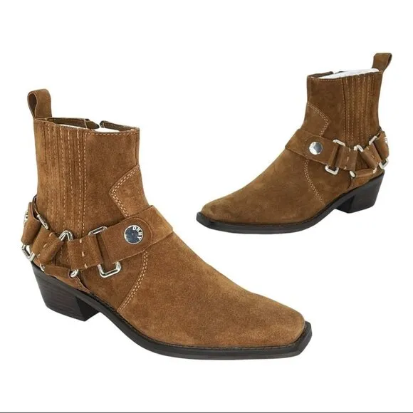 NWOB DKNY Mina Tan Suede Leather Womens Ankle Boots Size 6M