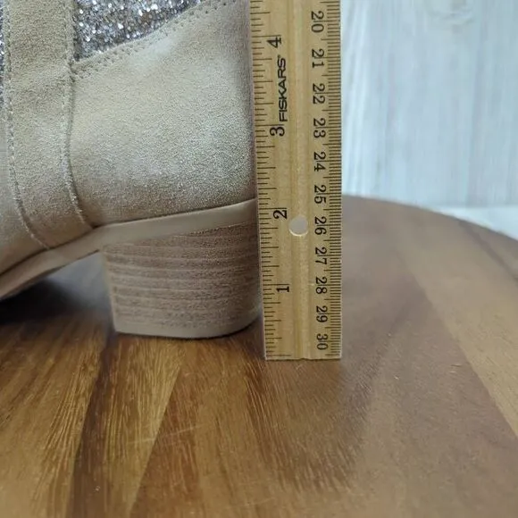 NWOB Dolce Vita Shreya Glitter Suede Cowboy Suede &amp; Synthetic Boots Size 8.5