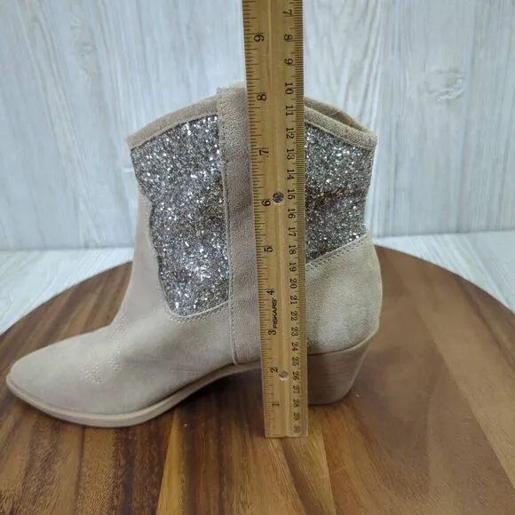NWOB Dolce Vita Shreya Glitter Suede Cowboy Suede &amp; Synthetic Boots Size 8.5