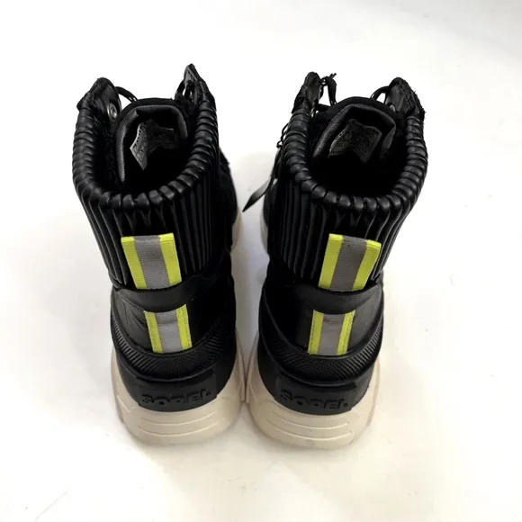 NWOB SOREL Brex Boot Cozy Lace Up Waterproof Black Sea Salt Size 7.5 Leather