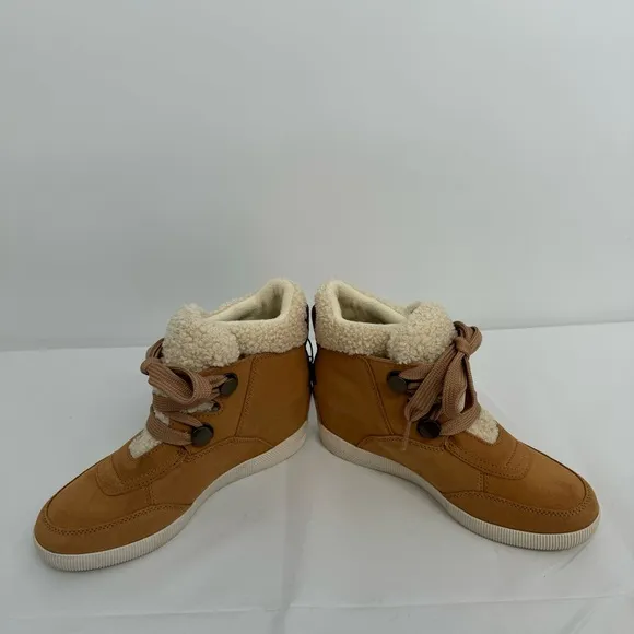 NWOB Sorel Women's Out N About Cozy Wedge Tan Suede Boots Size 8 Booties NEW